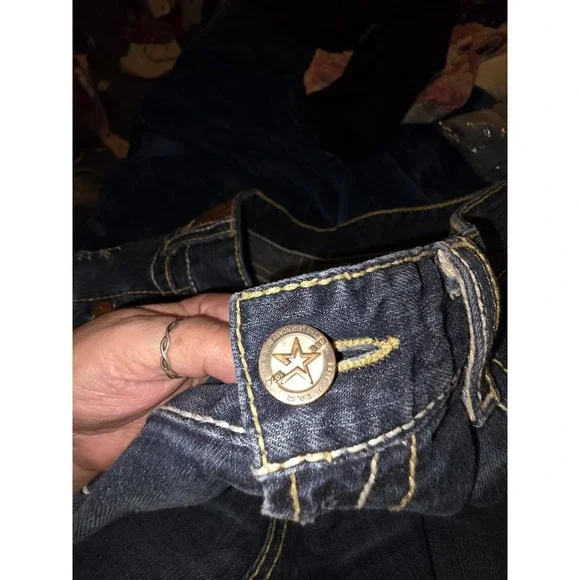 Big Star Selvaged Jeans 36 R. Dark Blue Destreed.